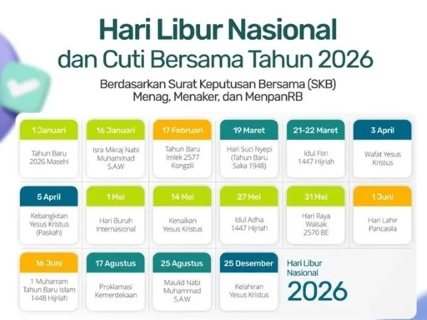Pemerintah Provinsi Riau resmi menerbitkan Surat Edaran tentang Hari Libur Nasional dan Cuti Bersama Tahun 2026 (Dok : Ist).