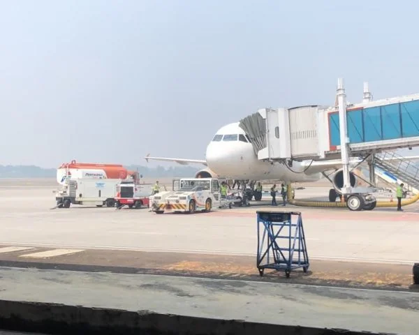 Kabut Asap Melanda, Penerbangan di Bandara SMB II Dipastikan Tetap Normal dan On Schedule (Foto : Dok Angkasa Pura SMB II Palembang)