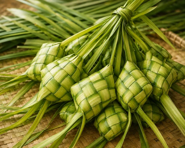 Dongkrak Ekonomi Dapur, Warga Palembang Manfaatkan Momen Lebaran Jadi Pembungkus Daun Ketupat (Foto: Chatgpt)