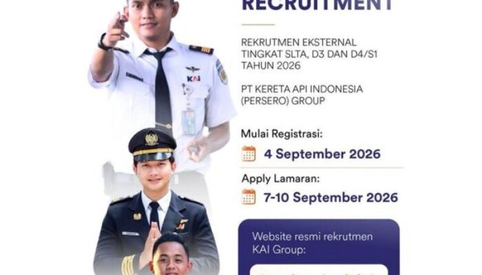 Dibuka untuk Lulusan SMA Sampai S1, KAI Divre III Palembang Minta Pelamar Waspadai Calo Rekrutmen 2026